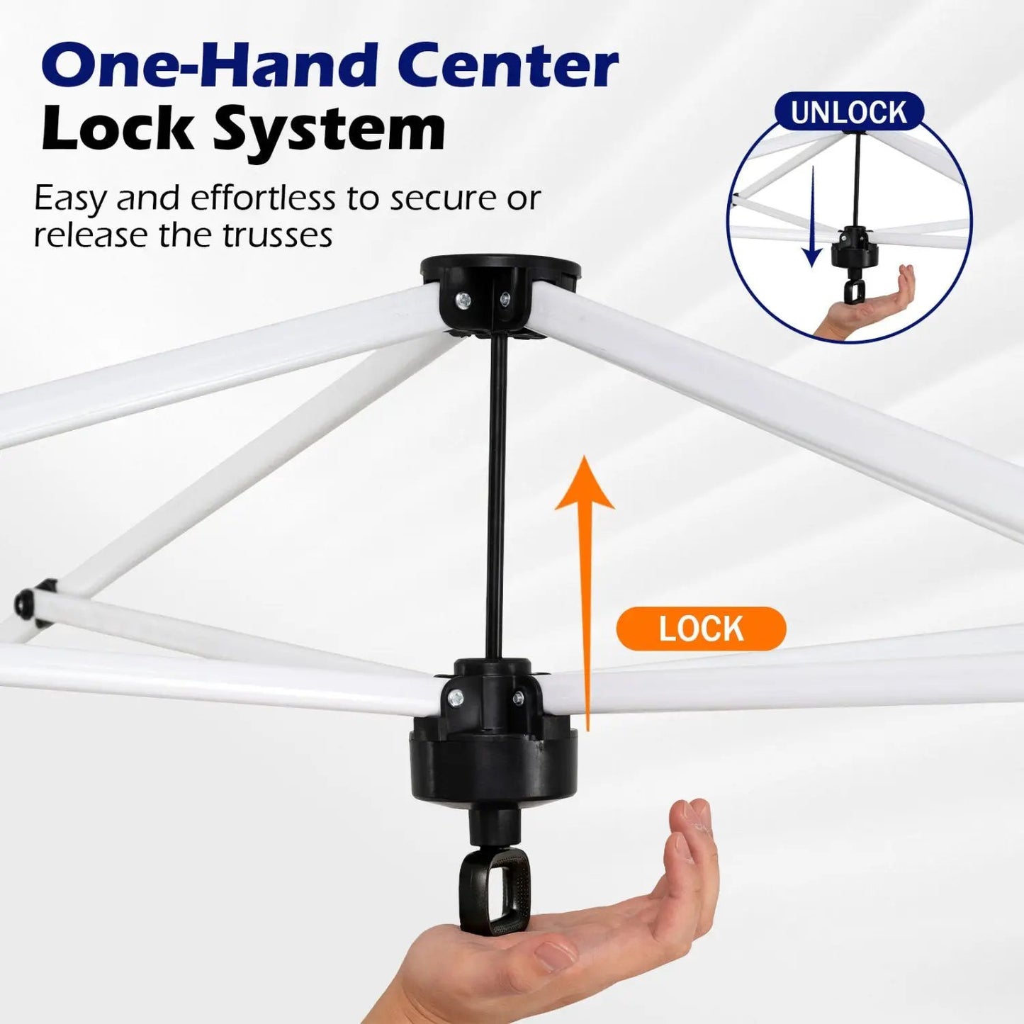 DirectDeals 10 x 10 ft commercial pop-up canopy frame with white metal poles and lock system on Tampa Home & Garden Store