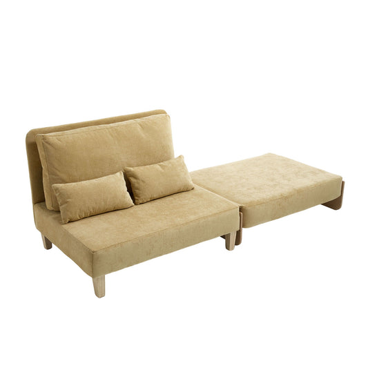 Mid Century Modern Foldable Sofa Bed futon chair in beige fabric with 3 cushions HouseOfZazla on Tampa Home & Garden Store