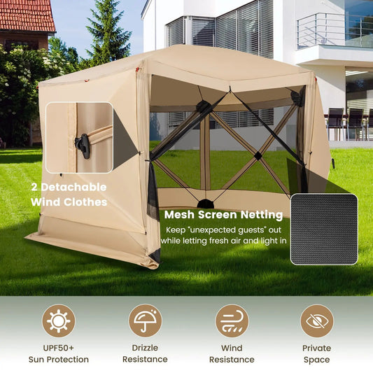 Pop-up screen house tent by DirectDeals, 11.5x11.5 ft, beige with carry bag on Tampa Home & Garden Store