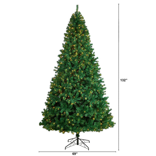 11 ft Northern Tip artificial Christmas tree by Nearly Natural with warm white lights on Tampa Home & Garden Store