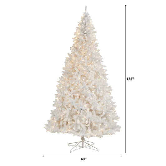 Nearly Natural 11 ft white artificial Christmas tree with LED lights on Tampa Home & Garden Store