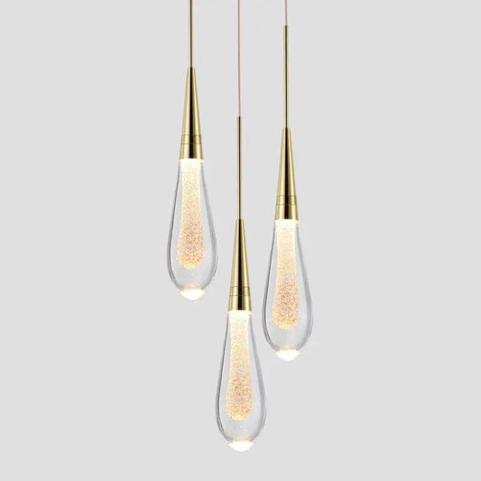 Decorbites Postmodern Crystal Chandelier Three Heads gold brass teardrop crystals on Tampa Home & Garden Store