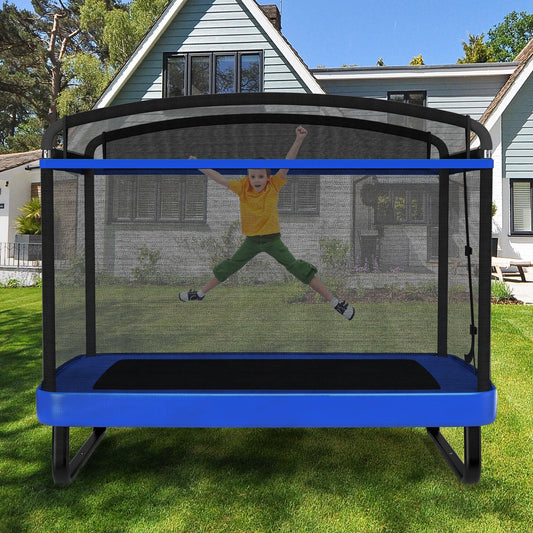 6 FT Kids Trampoline with Swing and Horizontal Bar Small Rectangle Trampoline - Tampa Home & Garden Store