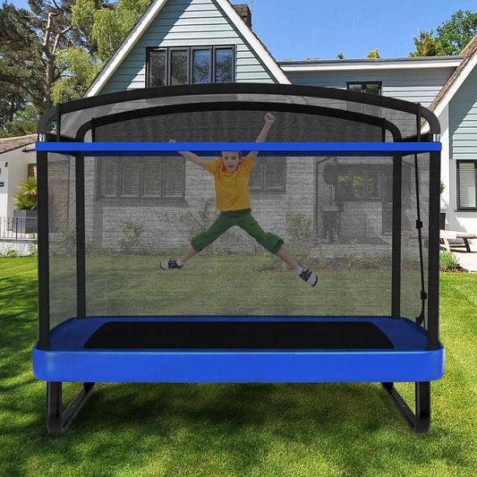 6 ft kids trampoline with swing and bar, blue frame, enclosed mesh safety net DirectDeals on Tampa Home & Garden Store