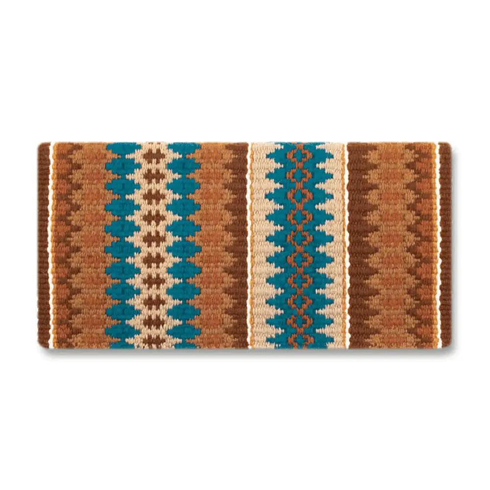 Mayatex Nova Wool saddle blanket 38x34 teal brown cream southwestern pattern on Tampa Home & Garden Store