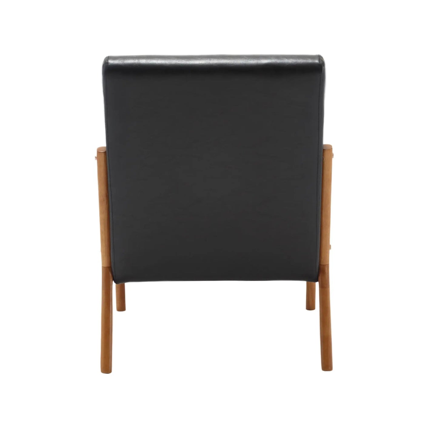 Coolmore Modern Accent Armchair in black leather with solid wood legs on Tampa Home & Garden Store