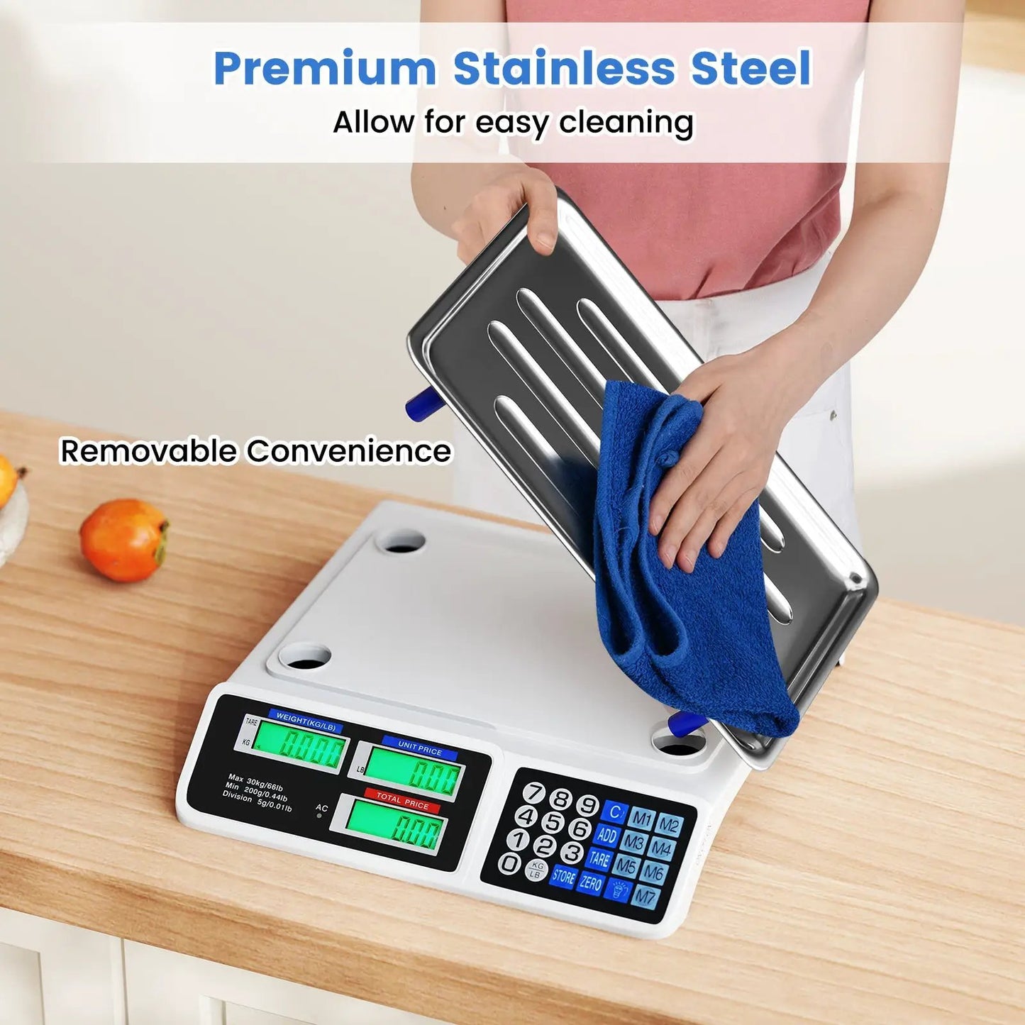 66lb price computing scale with dual LCD displays, white plastic base DirectDeals on Tampa Home & Garden Store