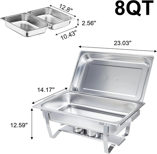 Stainless steel 2-pan buffet dish set for home and outdoor use VIP Digital Presence on Tampa Home & Garden Store