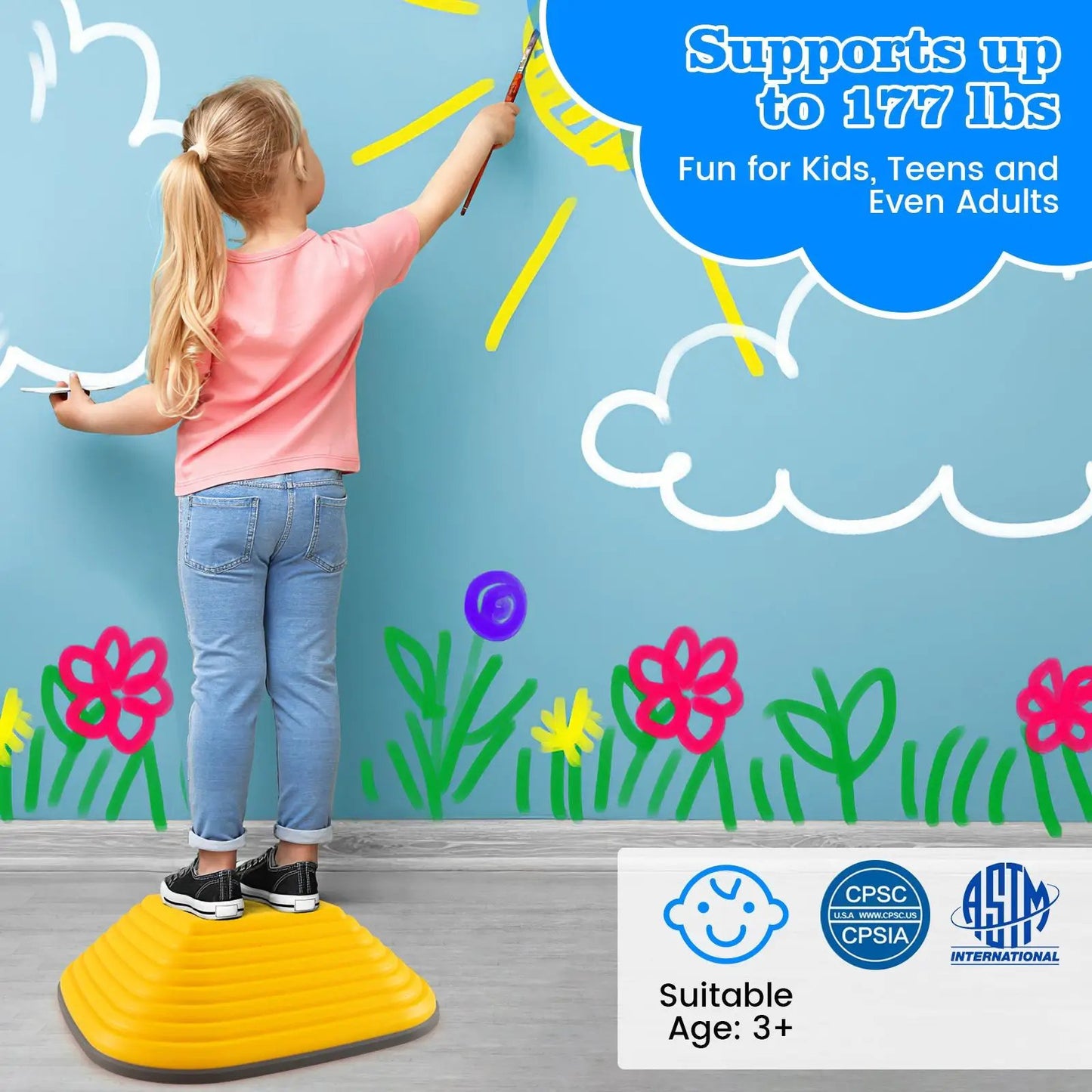 11 Pieces Kids Stepping Stone Square Stackable Indoor Outdoor-Multicolor - Tampa Home & Garden Store