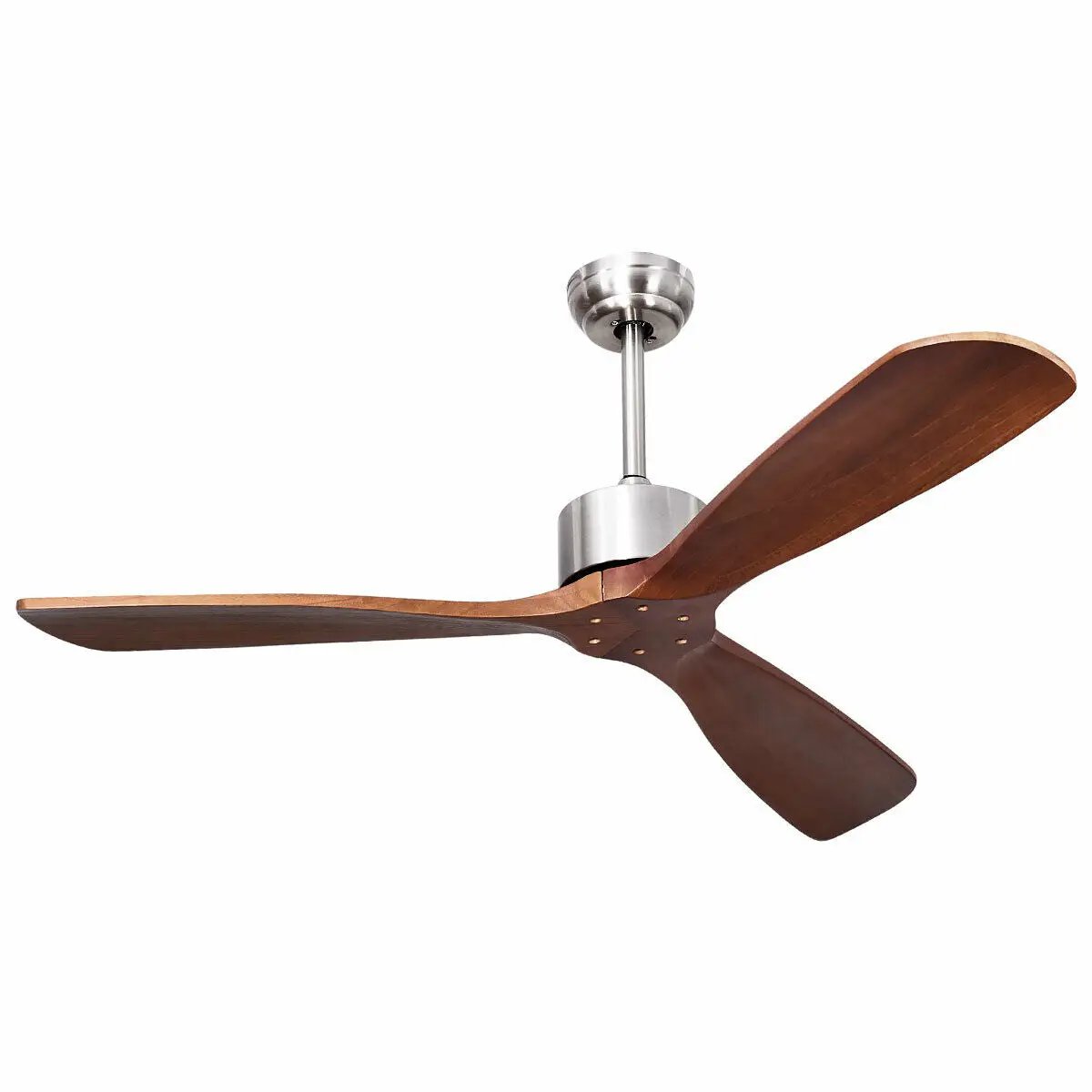 52 Inch DirectDeals Modern Ceiling Fan Indoor with Remote, brushed nickel and wood blades on Tampa Home & Garden Store