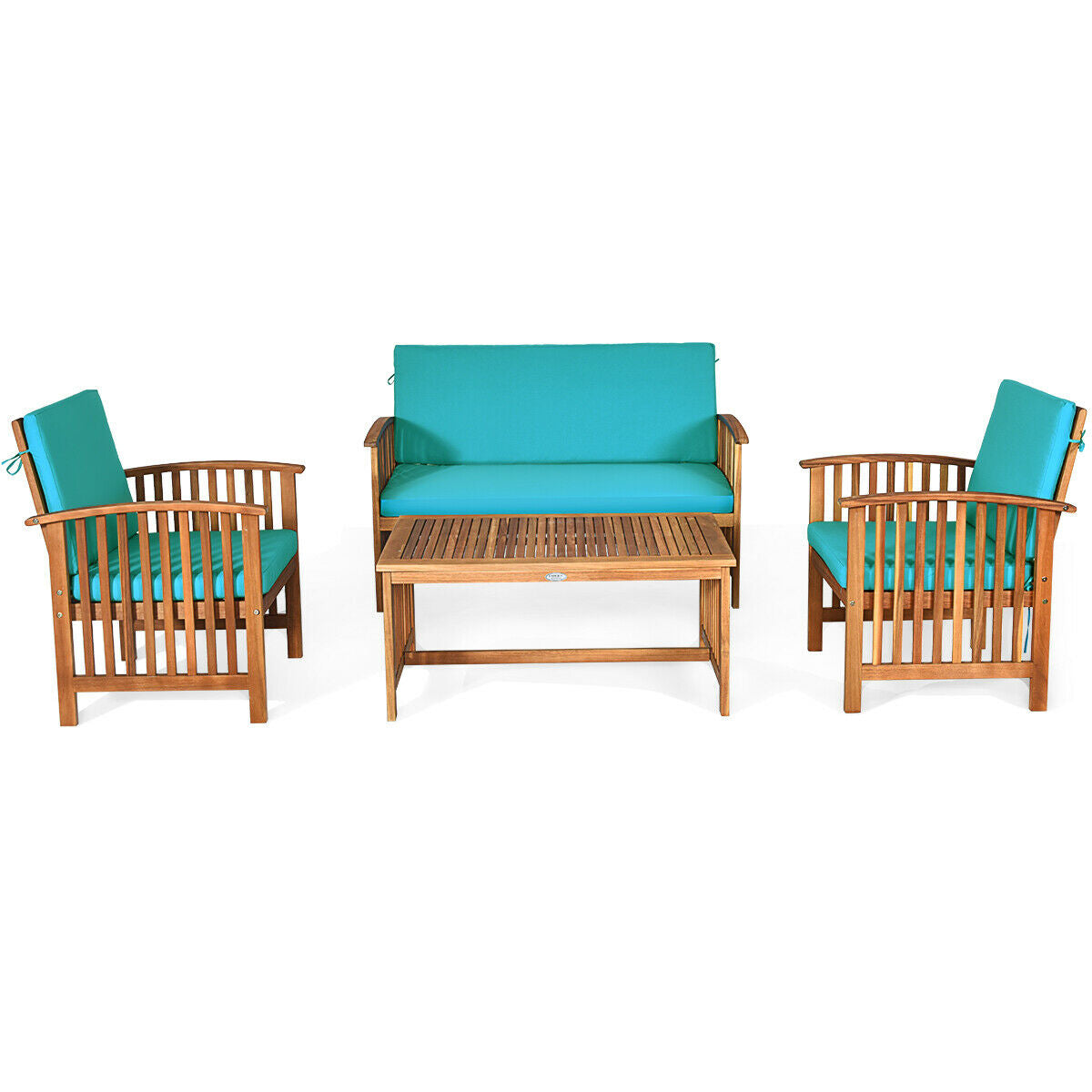 Juego de muebles de patio de madera maciza de 4 piezas - Beige