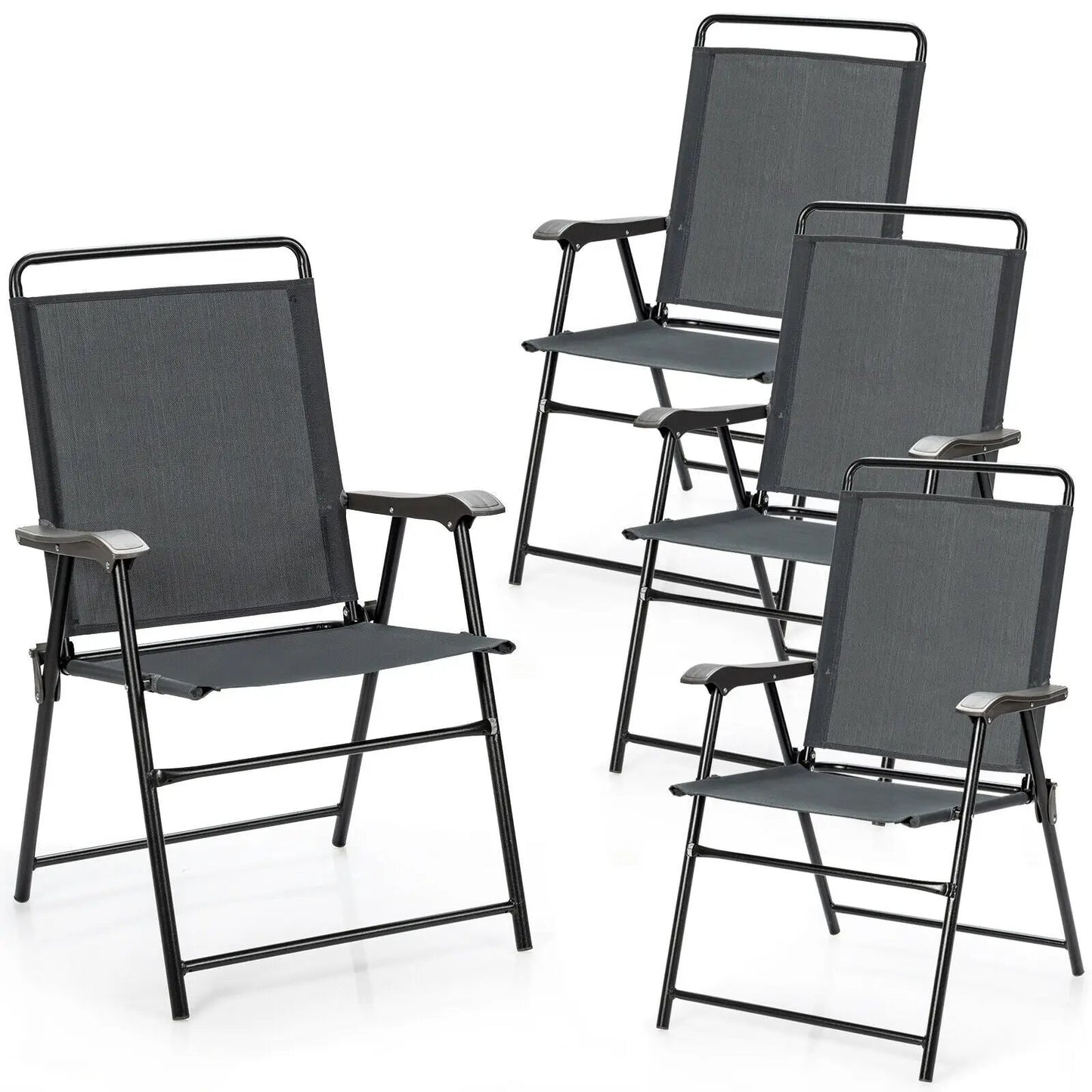 4-pack DirectDeals portable outdoor folding chairs with armrests in gray on Tampa Home & Garden Store