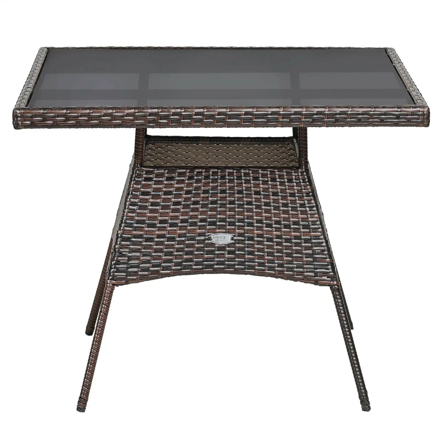 5 Piece Patio Rattan Dining Set with Brown Wicker Glass-Top Table on Tampa Home & Garden Store