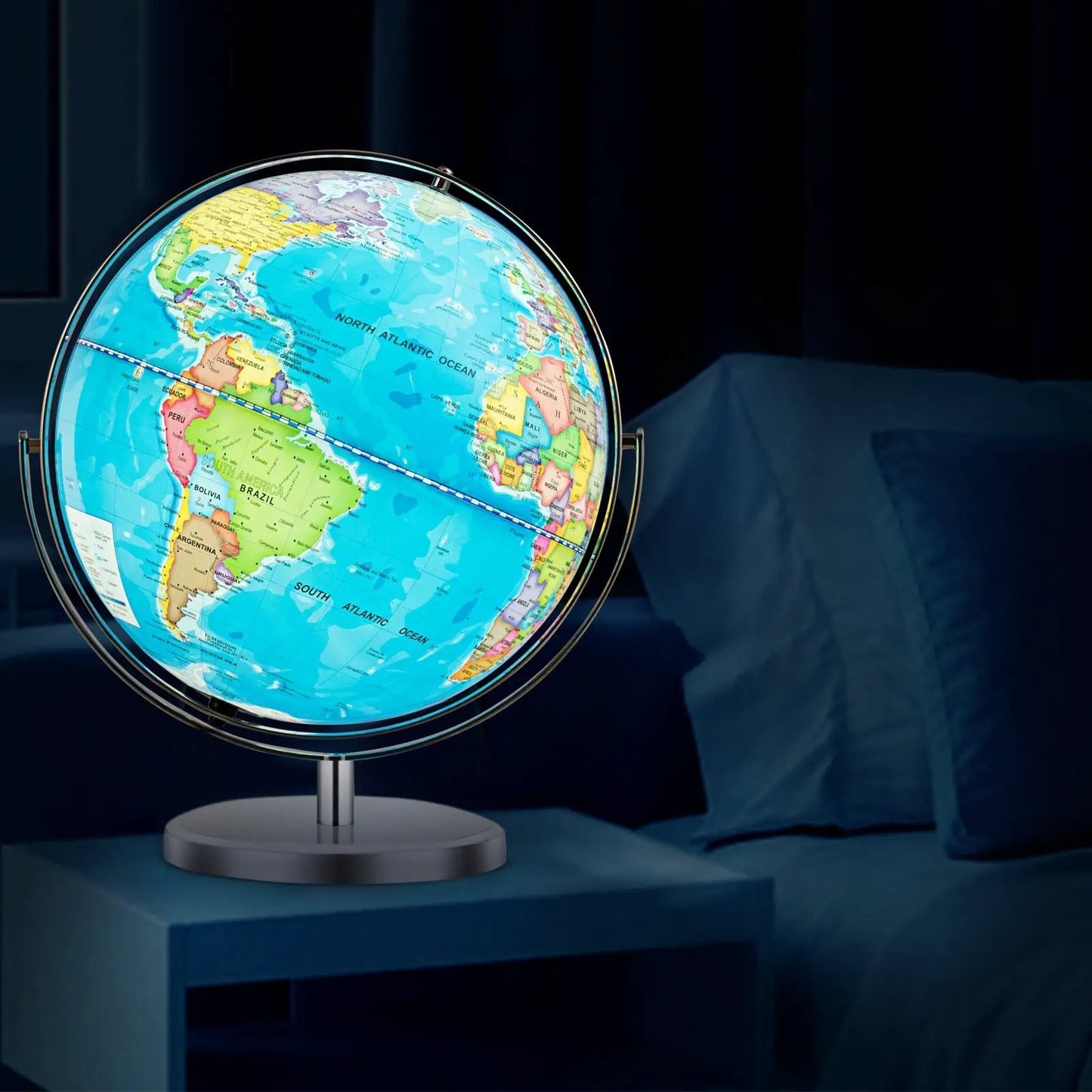 13 inch illuminated world globe with LED light on metal desktop stand DirectDeals on Tampa Home & Garden Store