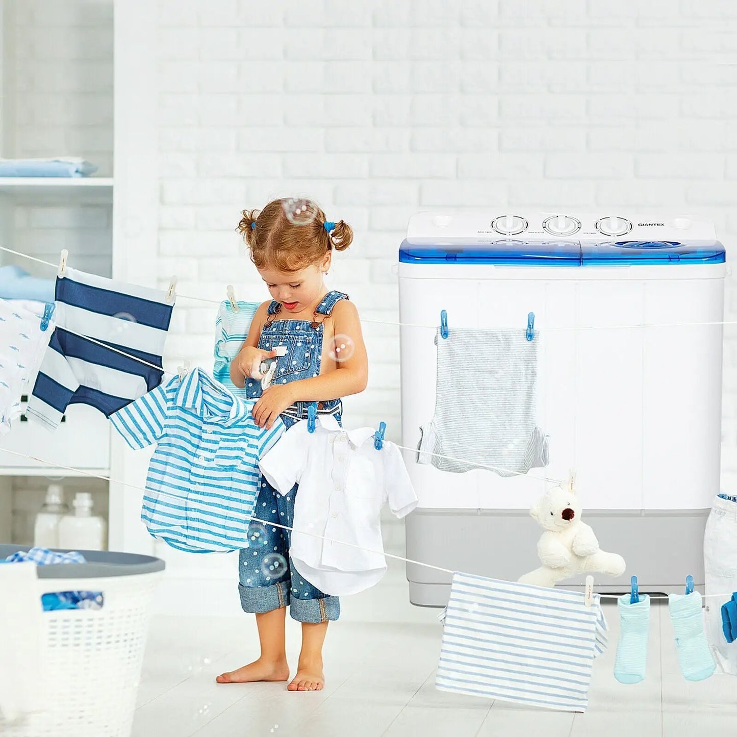 2-in-1 Portable Washing Machine Timer Control