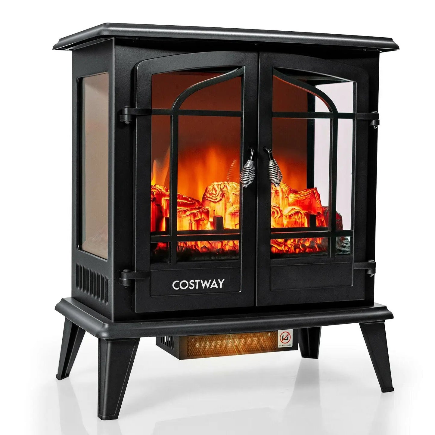 25 Inch Freestanding Electric Fireplace Heater DirectDeals black cabinet glass doors ember glow on Tampa Home & Garden Store