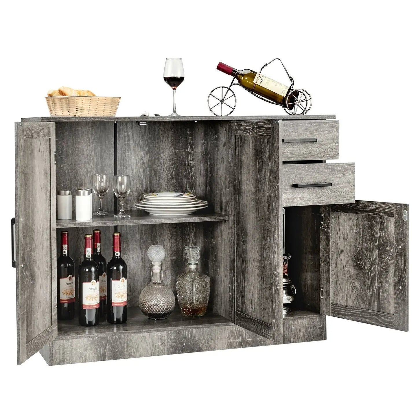 Buffet Storage Cabinet Kitchen Sideboard with 2 Drawers-Gray - Tampa Home & Garden Store