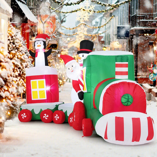 Christmas Train Inflatable Santa drives green locomotive DirectDeals on Tampa Home & Garden Store