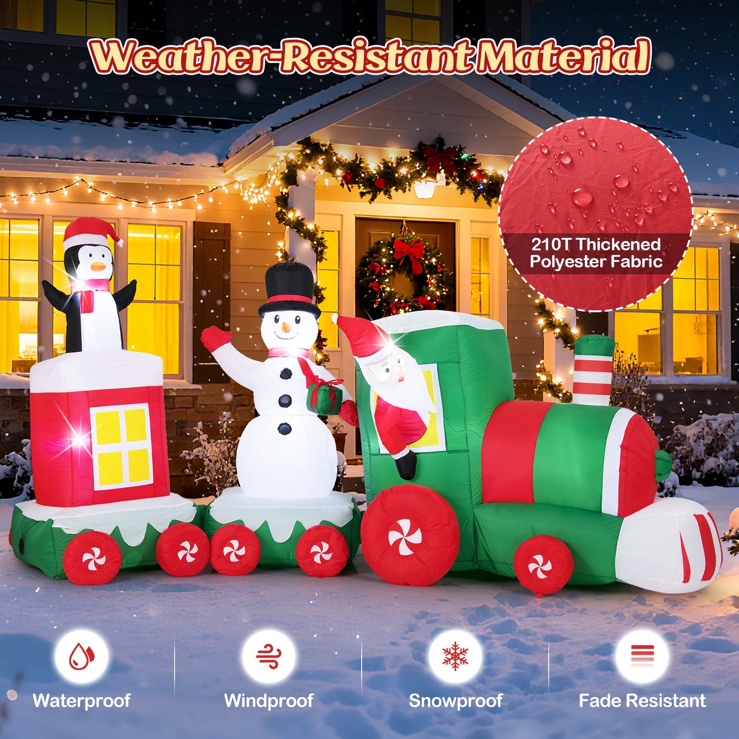 Christmas Train Inflatable with Santa driving, 11.5 ft, red and green DirectDeals on Tampa Home & Garden Store