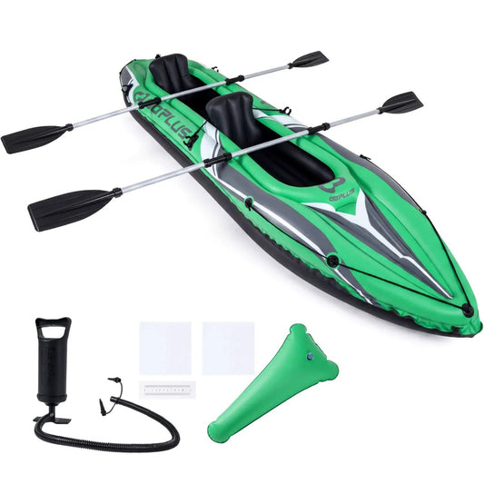 Inflatable kayak 2-person DirectDeals, 11.5 ft with aluminum paddles, green/gray on Tampa Home & Garden Store