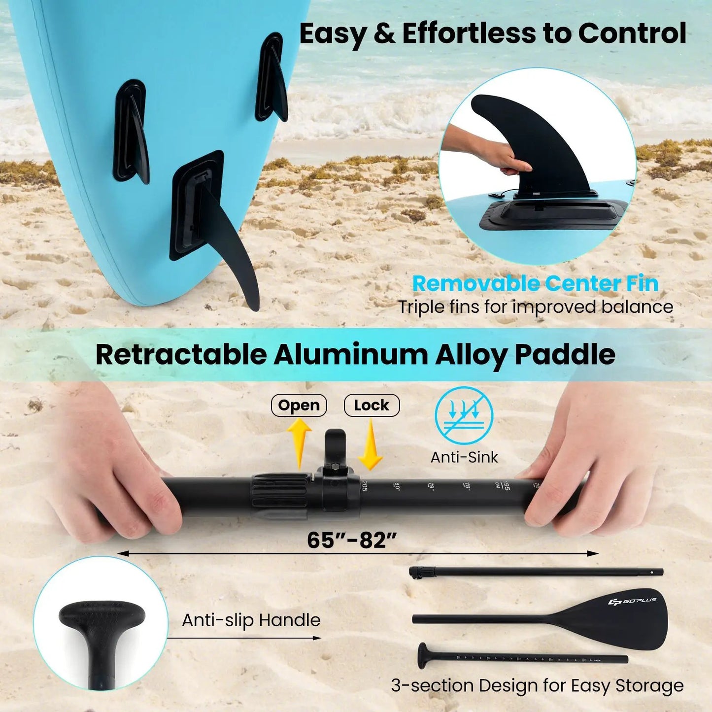 10โ11 ft inflatable stand up paddle board with removable center fin and retractable paddle on Tampa Home & Garden Store