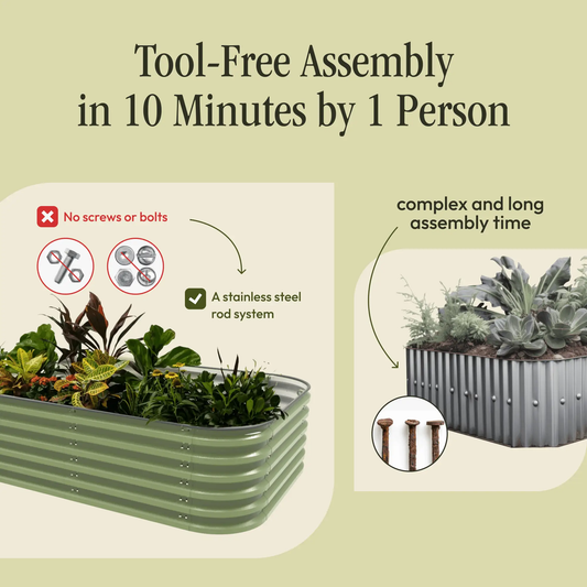 Gro-Rite No Tools Needed Premium Metal Raised Garden Bed Kit, tool-free assembly planters on Tampa Home & Garden Store