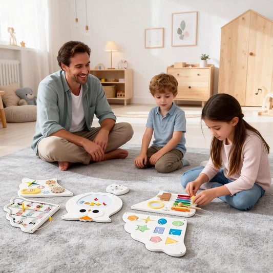11-in-1 Toddler Learning Activity Center Owl Wall with colorful boards for hands-on play on Tampa Home & Garden Store