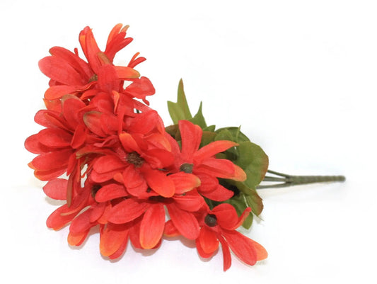 Red Daisy Bush Bouquet artificial flowers, 12.5 inches tall, The Country Christmas Loft on Tampa Home & Garden Store