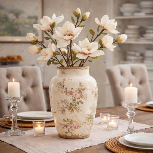 12.5” Tuscan Ceramic Floral Print Vase - Tampa Home & Garden Store