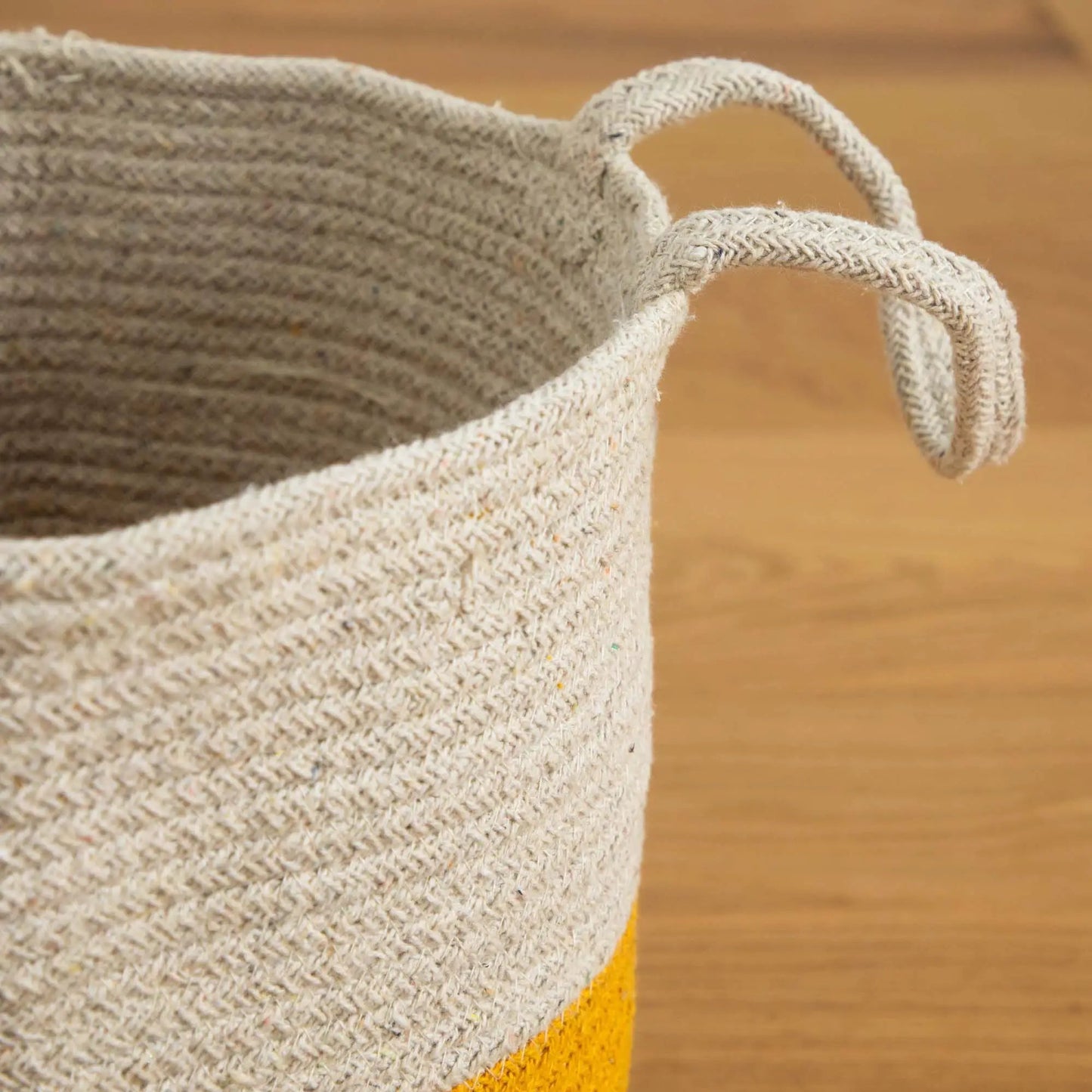 12-inch handmade natural cotton woven planter with braided handles beige basket style on Tampa Home & Garden Store