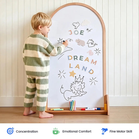 Tiny Land Double-Sided Arched Magnet Chalkboard Easel with wooden frame for kids on Tampa Home & Garden Store