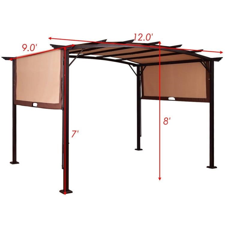 12 ft x 9 ft Steel Outdoor Pergola Gazebo Canopy Sun Shelter - Tampa Home & Garden Store