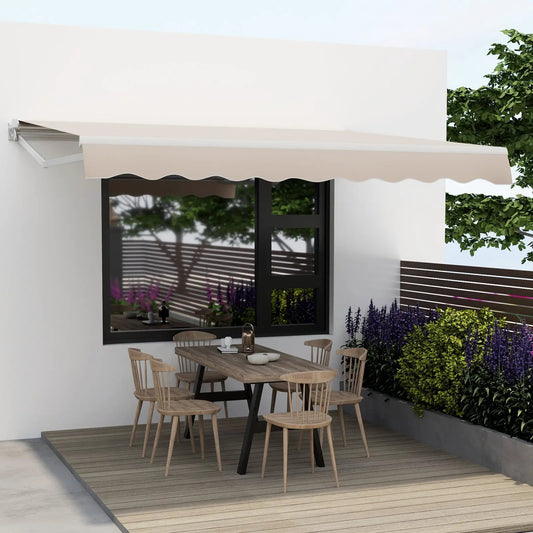 12 x 10 Feet Patio Retractable Awning Aluminum Sunshade Shelter-Beige - Tampa Home & Garden Store