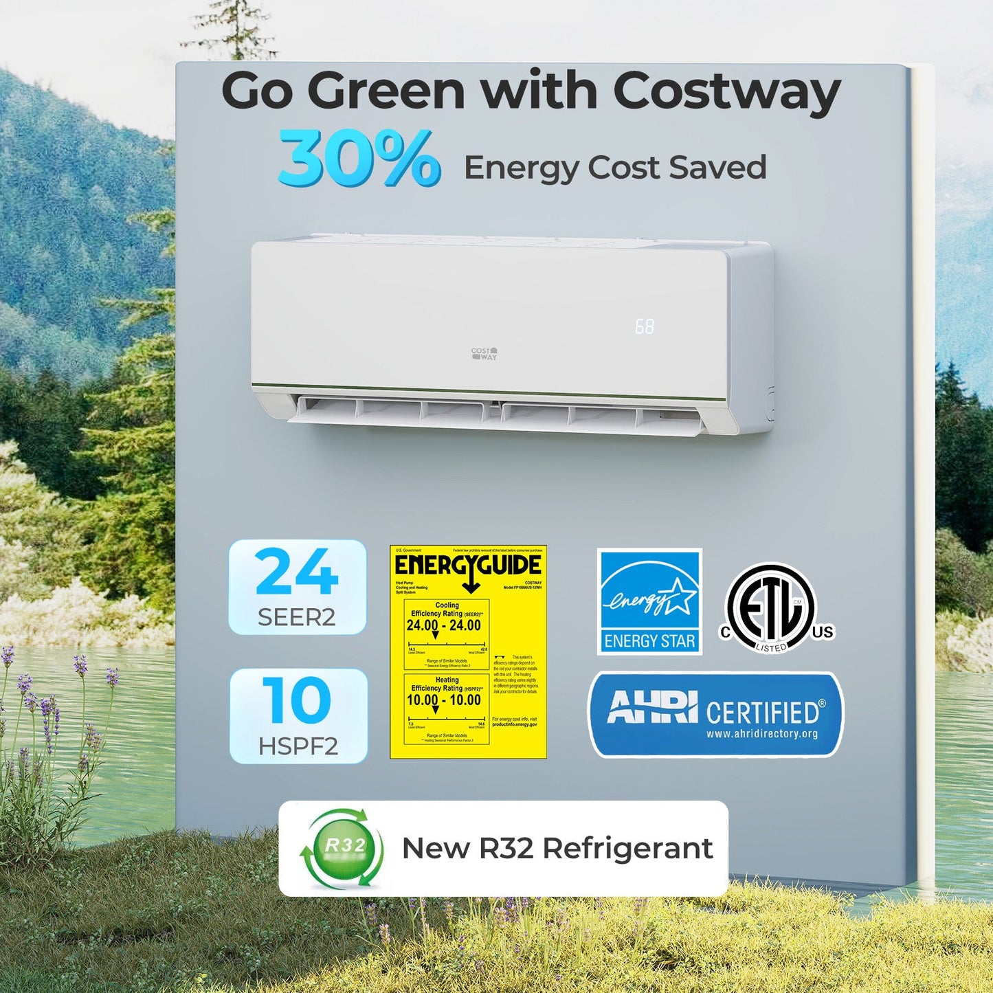 SEERXtreme Series ENERGY STAR Certified 12000 BTU 24 SEER2 208-230V Mini Split Heat Pump Heating at -15°F