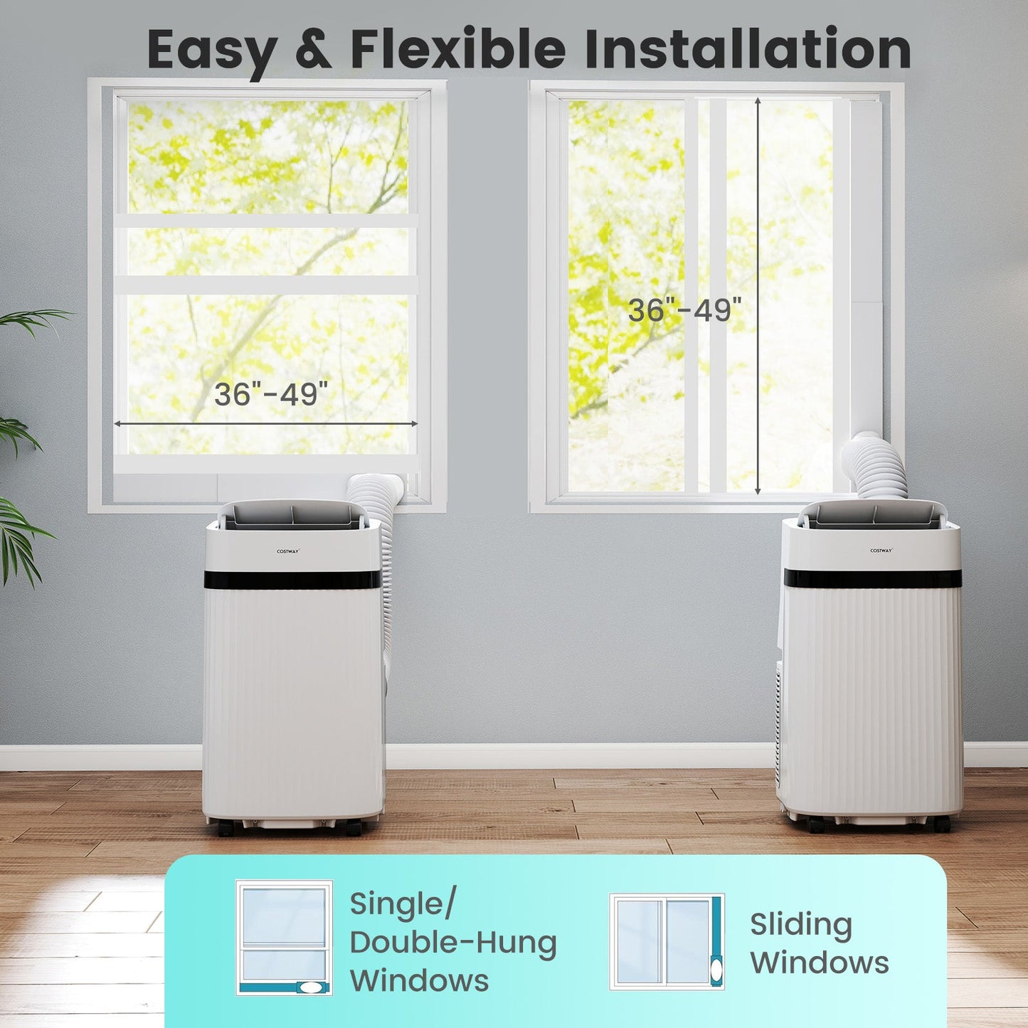 Aire acondicionado portátil de 12000 BTU 3 en 1, de bajo consumo, con ventilador y deshumidificador, color blanco