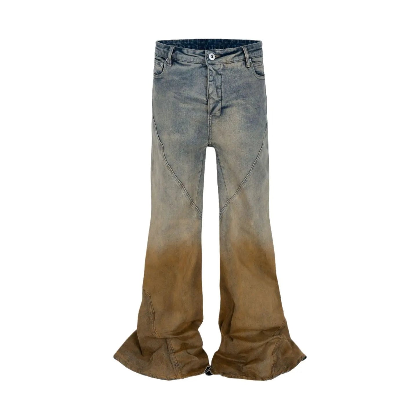 Men's gradient wide-leg distressed denim jeans by FLIPSTYLEZLLC blue-to-brown ombre wash on Tampa Home & Garden Store