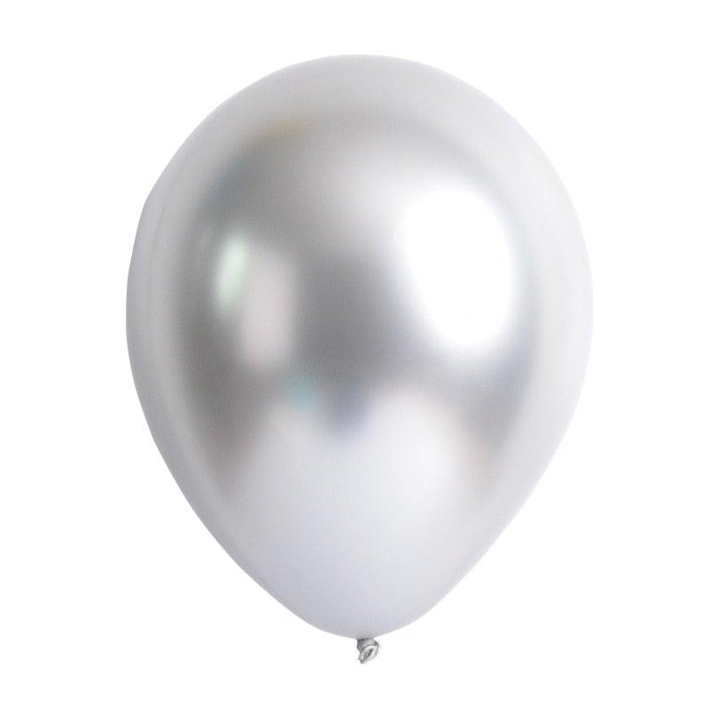 Single silver metallic latex balloon for party decor on Tampa Home & Garden Store
