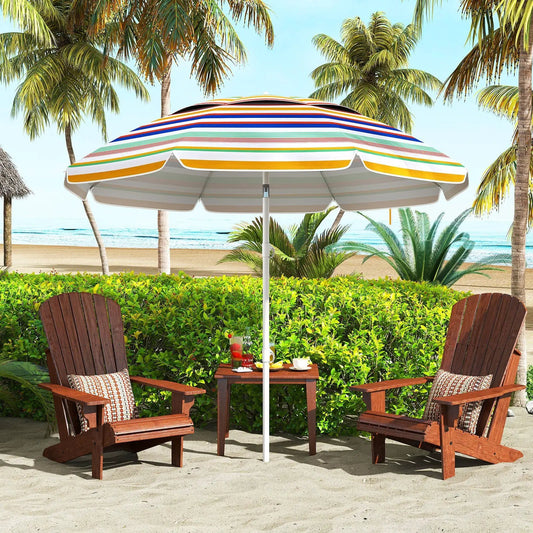 Beach Umbrella with UPF50 Sun Protection and Tilt by DirectDeals, colorful striped canopy on Tampa Home & Garden Store