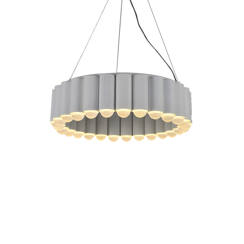 Nordic Chandelier pendant lamp by Decorbites; gray cylindrical rings with warm LED halo lights on Tampa Home & Garden Store