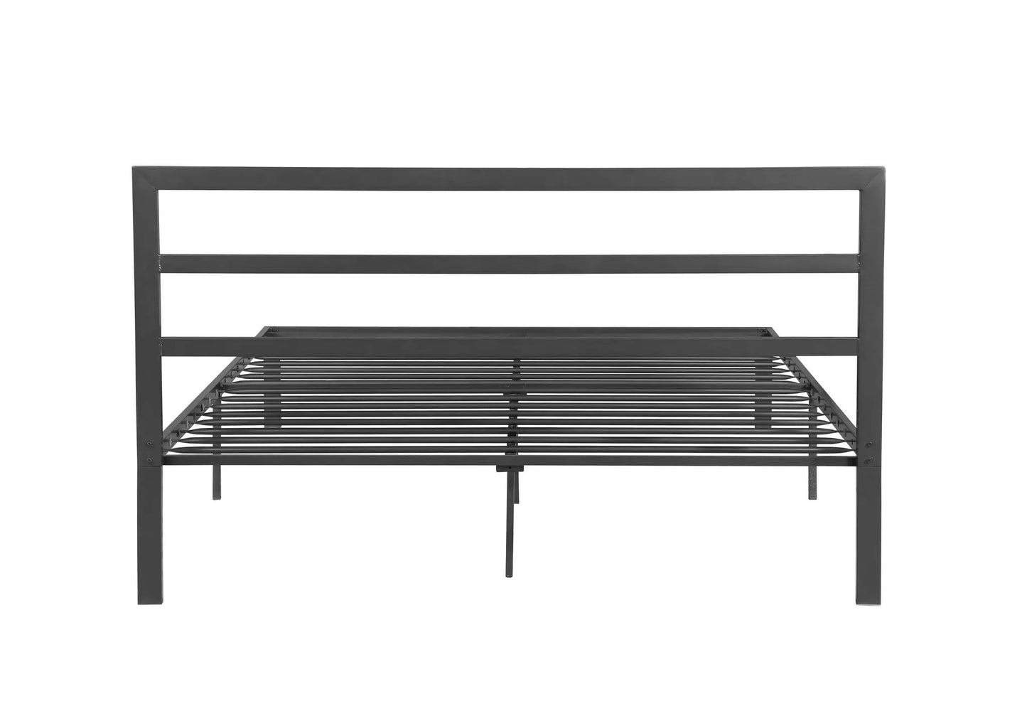 Estructura de cama metálica tamaño queen con cabecero, gris carbón
