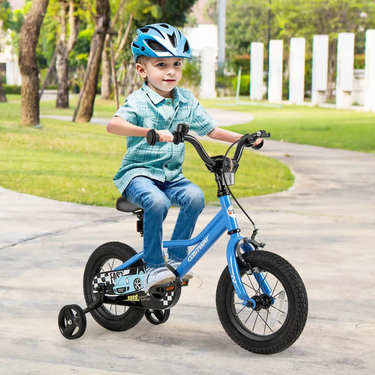 Blue 14-inch kids bike with removable training wheels Costway brand on Tampa Home & Garden Store