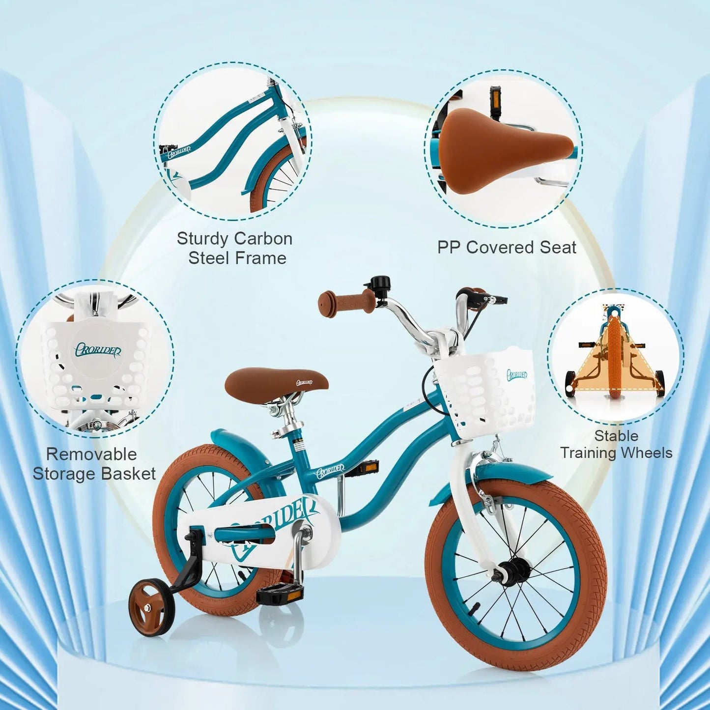 12 Inch Kids Bike Adjustable with Removable Basket for 3-4 Years Old-12 inches - Tampa Home & Garden Store