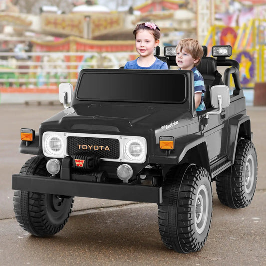 12V 2-seat licensed Toyota FJ40 ride-on car with 2.4G remote, black, DirectDeals on Tampa Home & Garden Store