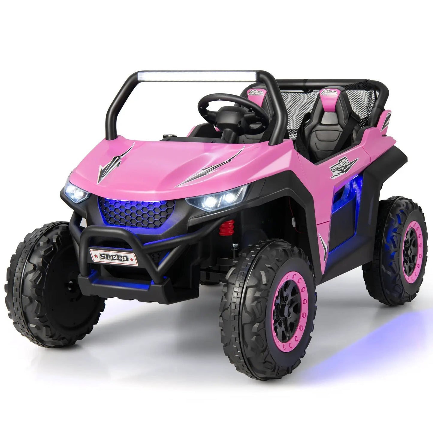 12V 2-Seater Kids Ride on UTV with Slow Start Function Music-Black - Tampa Home & Garden Store