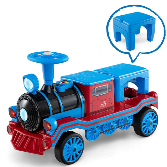 12V 2-Seater ride-on blue train by DirectDeals with removable chair and whistle; blue engine on Tampa Home & Garden Store