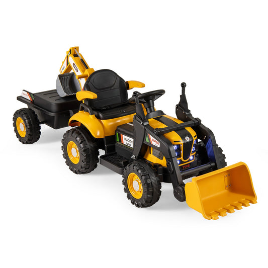 4-in-1 Kids Ride on Tractor 12V Excavator Bulldozer with Remote Control-Yellow - Tampa Home & Garden Store