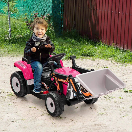 12V ride-on excavator with adjustable arm and bucket, pink body DirectDeals riding vehicle on Tampa Home & Garden Store