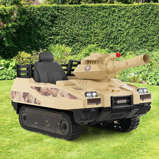 Desert camo 12V kids ride-on tank with turret cannon DirectDeals on Tampa Home & Garden Store