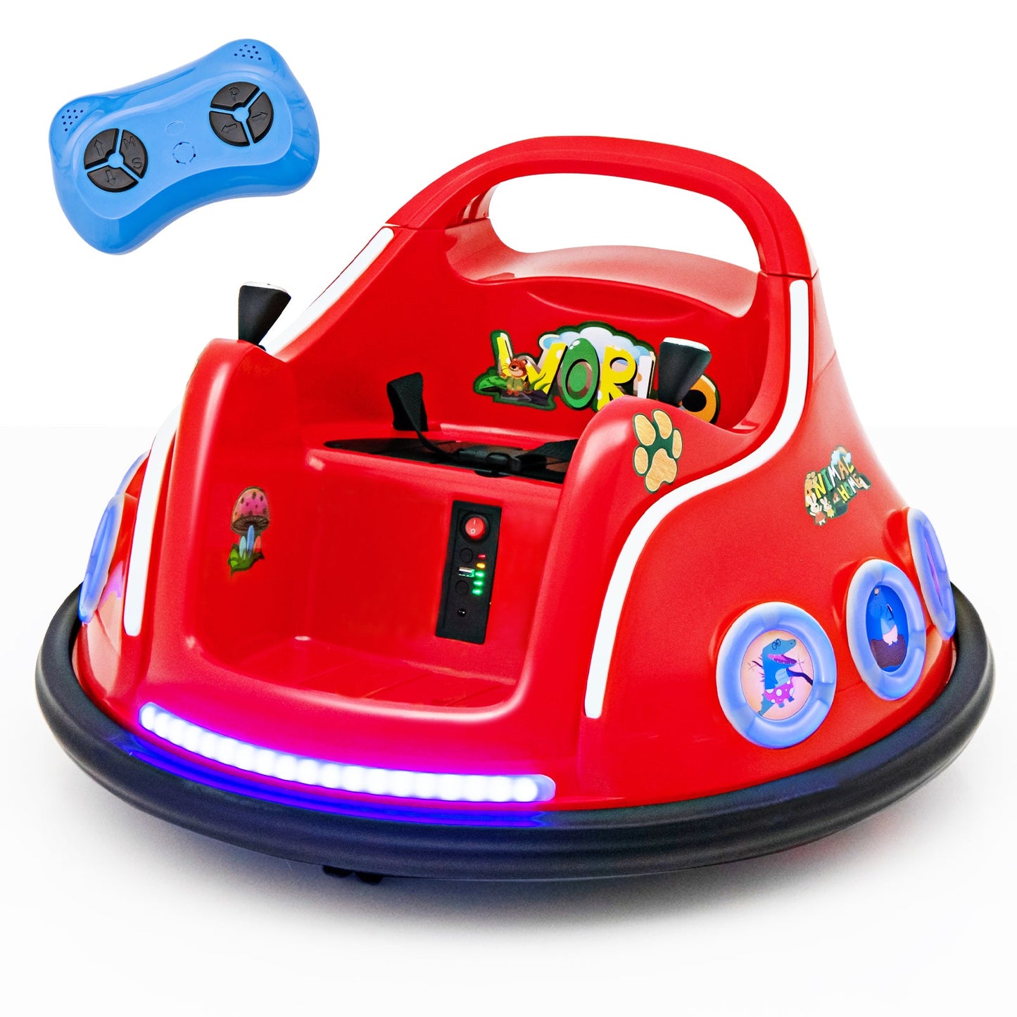 12V Electric Ride On Car with Remote Control and Flashing LED Lights-Navy
