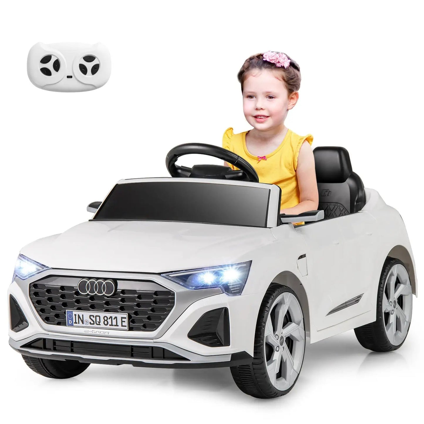 12V Kids Ride on Car Licensed Audi SQ8 with Remote Control and 3 Speeds-Black - Tampa Home & Garden Store